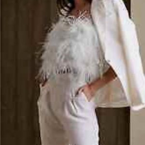 Banana Republic Luna Ostrich feathers top XL